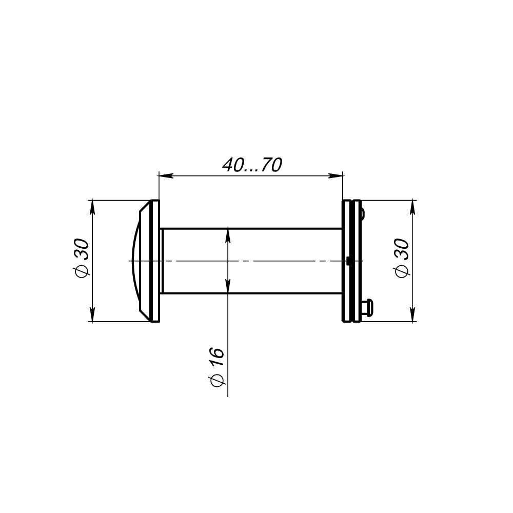 оптика пластик DV-1A/40-70 CP хром (кратно коробке 45 шт)